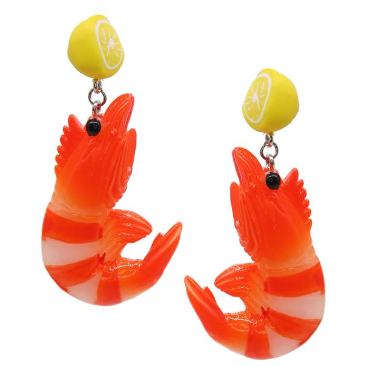 Earrings with shrimps