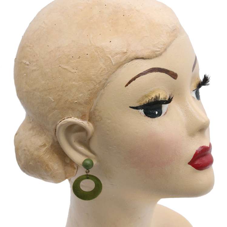 oliv grüne ringe - Kopf mit Ohrringe im Vintage Stil