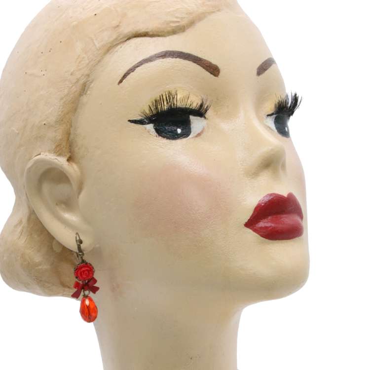 Red bling - earrings vintage style