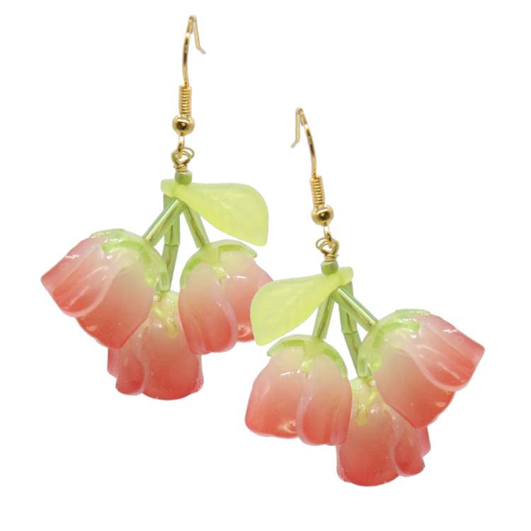 Ohrringe mit rosa Glockenblumen im Vintage-Stil