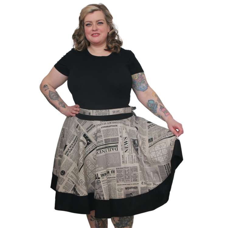 newspaper skirt with xxl woman