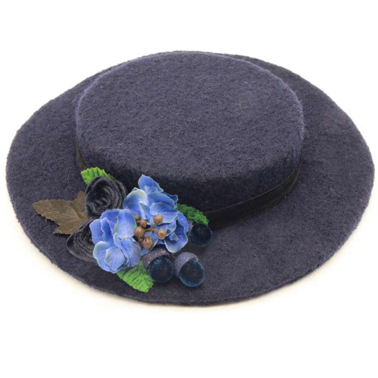Kleiner Hut aus Wollstoff in blau im Vintage look