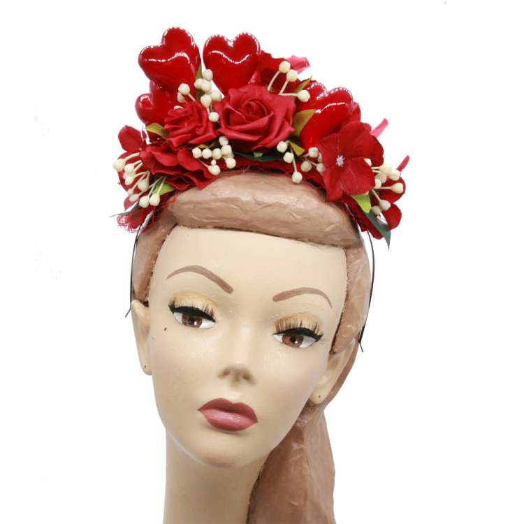 Großer Fascinator mit Herzen - Be my Valentin!