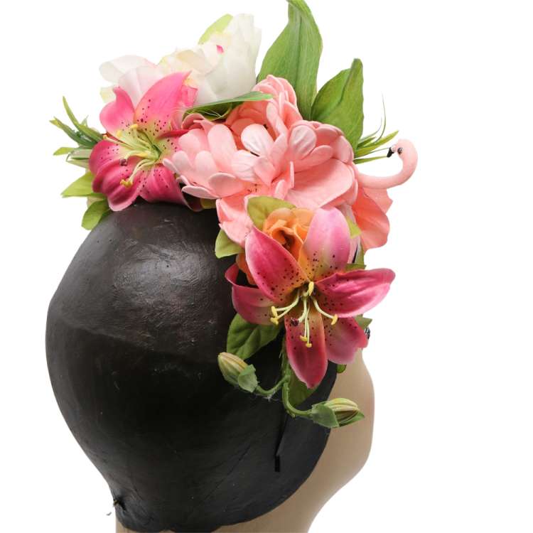 pink flower crown backside