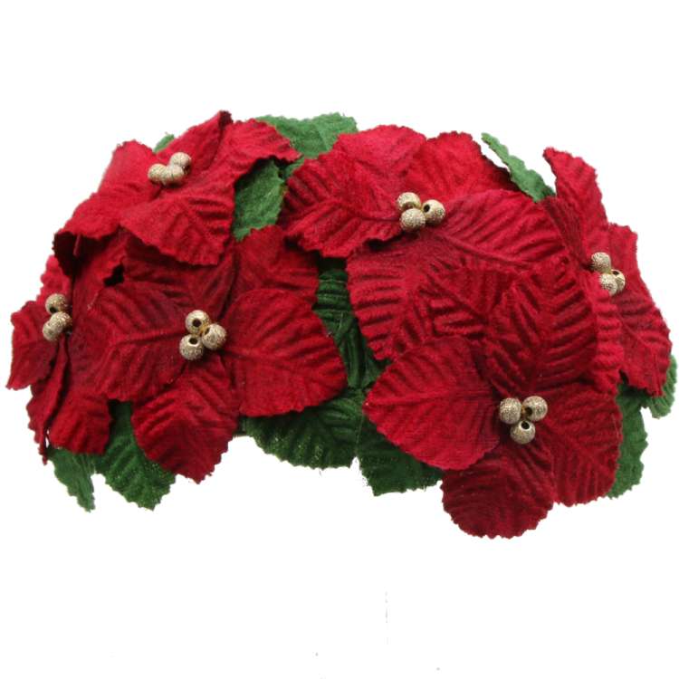 Half hat / cocktail hat embroidered with red poinsettias - vintage style fascinator.