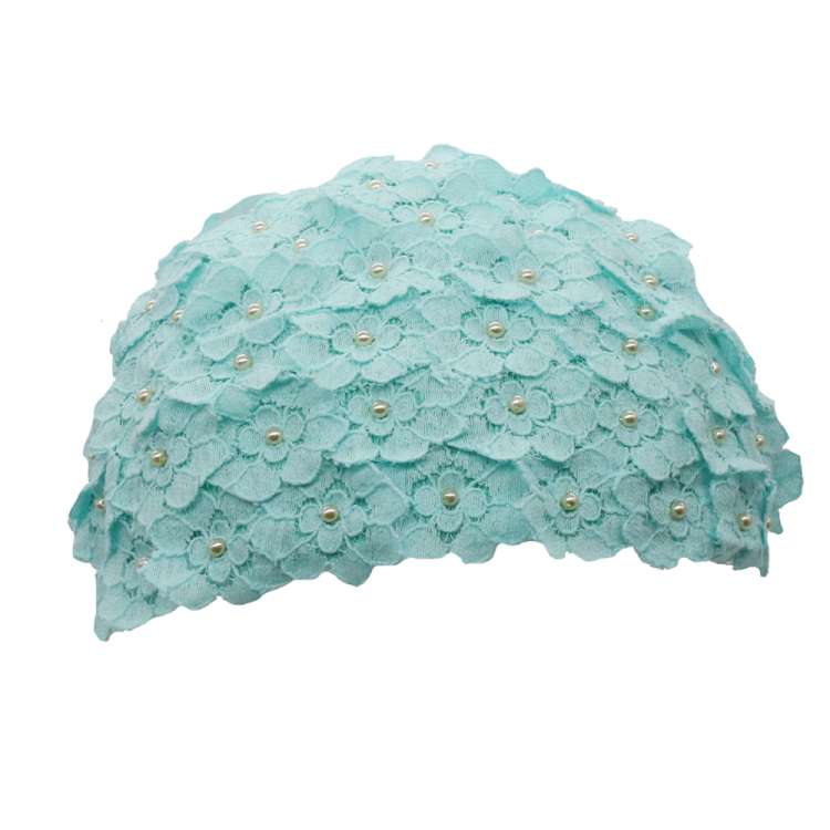 Turquoise half hat with lace - big fascinator in vintage look
