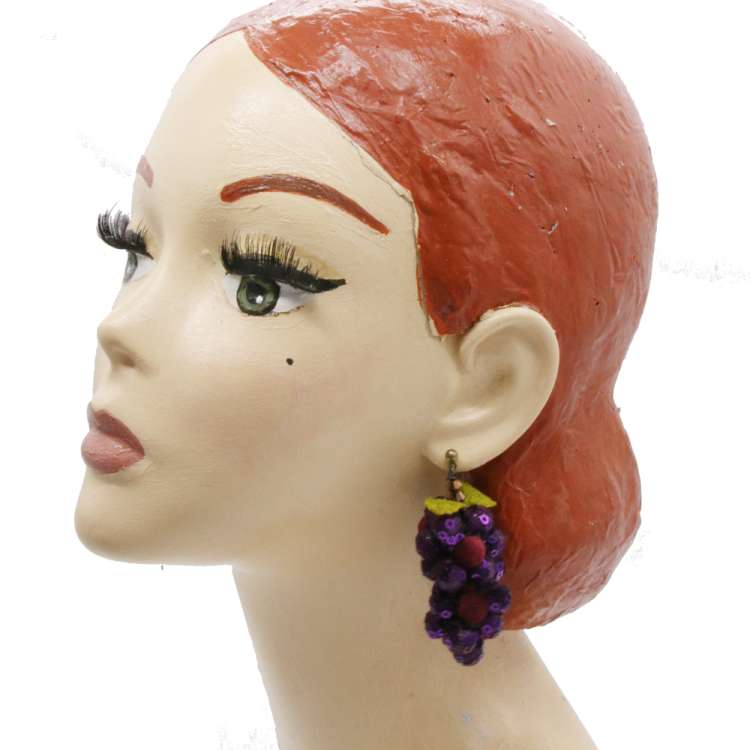 vintage earrings purple grapes