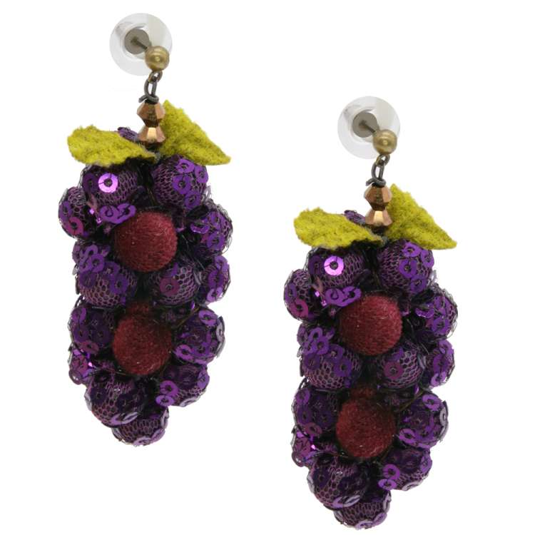 Earrings with sequins grapes