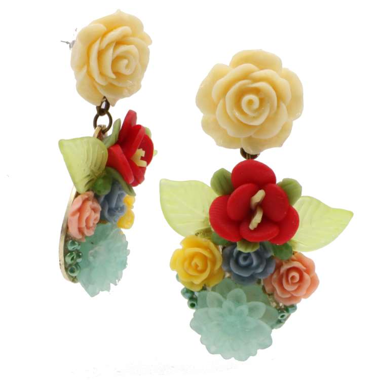 Stud Earrings with colorful flowers