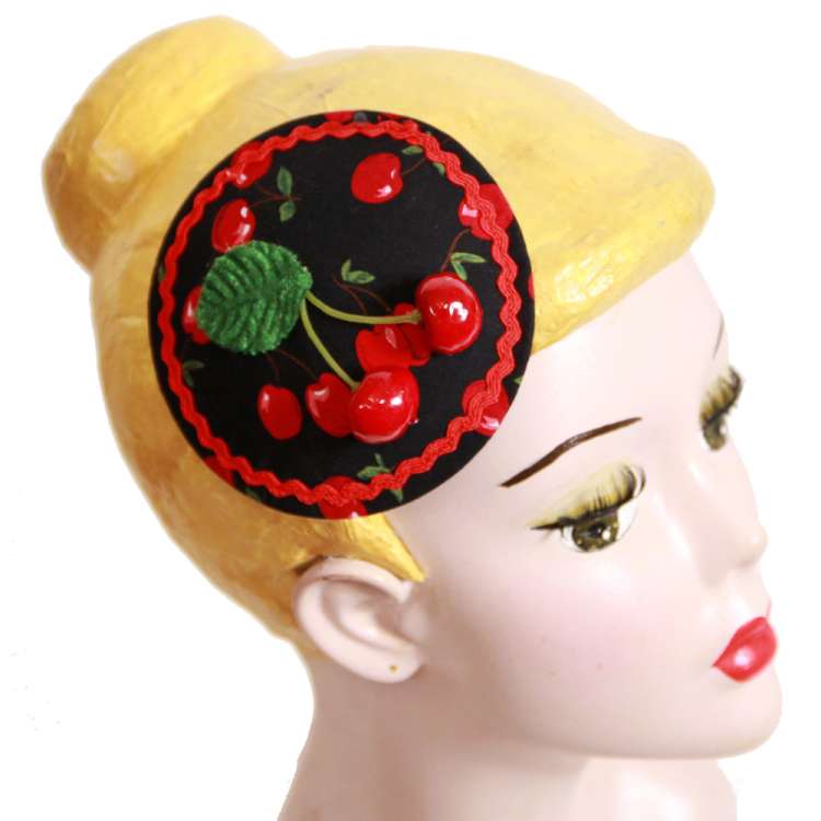 fascinator headpiece krisch schwarz rot vintage rockabilly