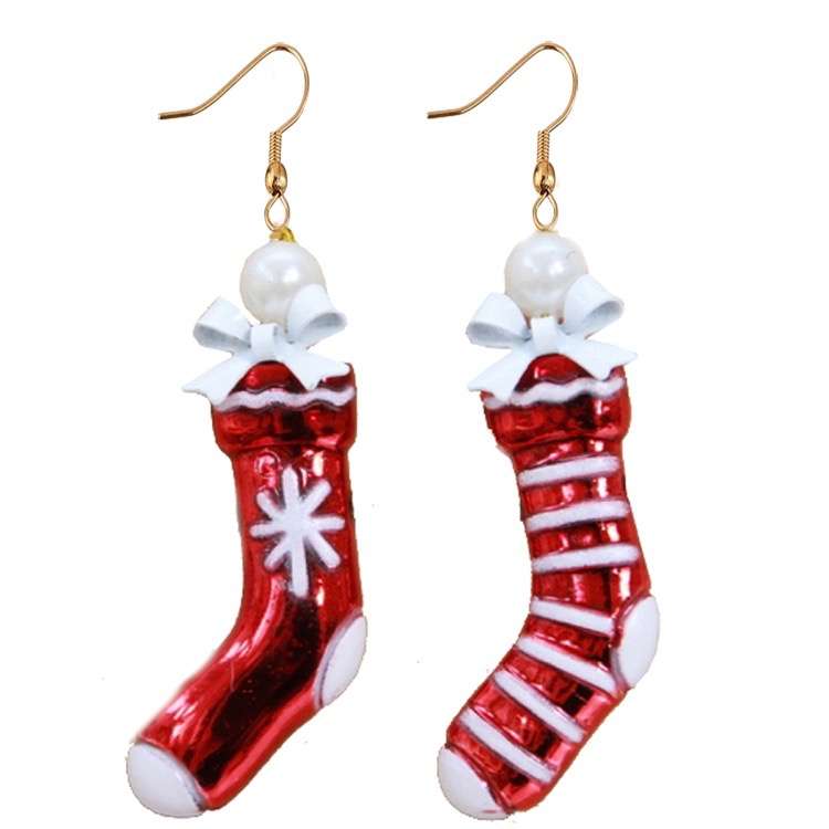 earrings socks xmas red white rockabilly