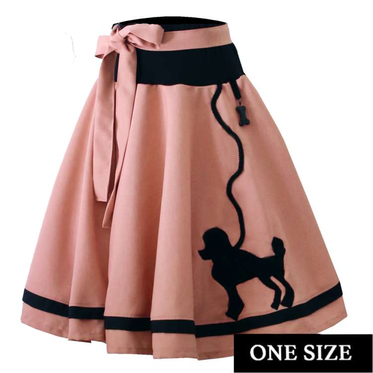 Pink circle skirt with black poodle
