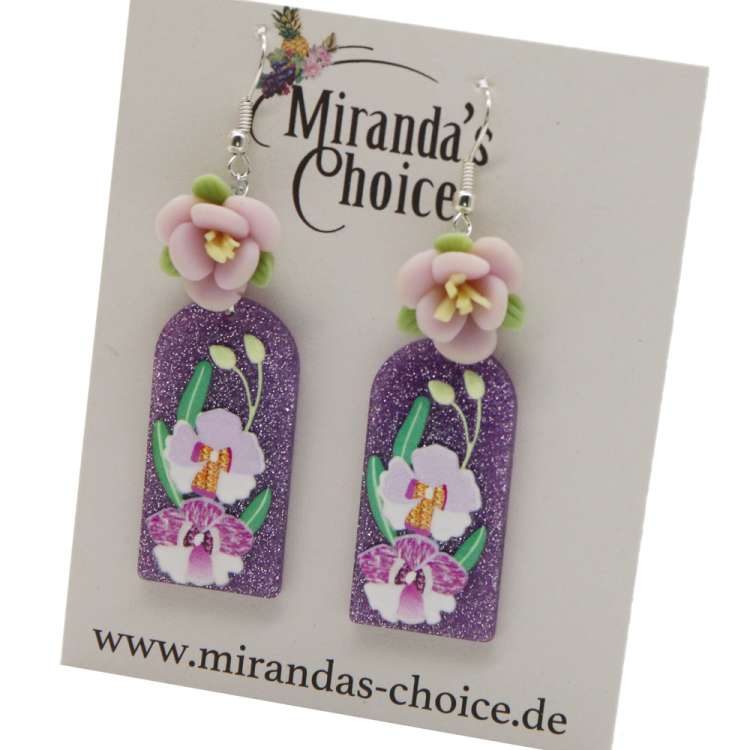lilac purple glitter earrings