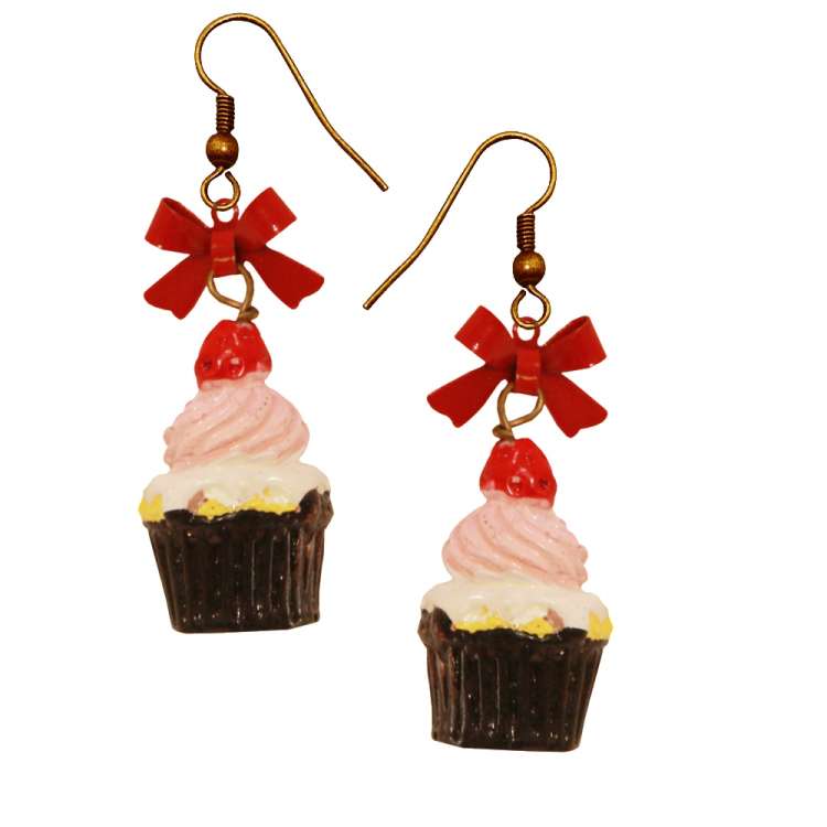 Earrings with Strawberrie Cupcake