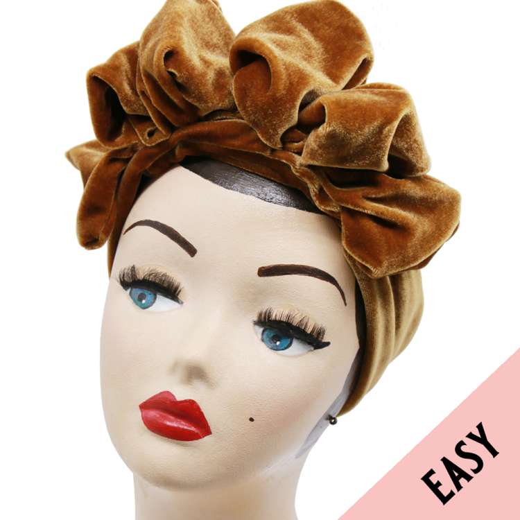 Golden velvet Easy Turban with lots of volume