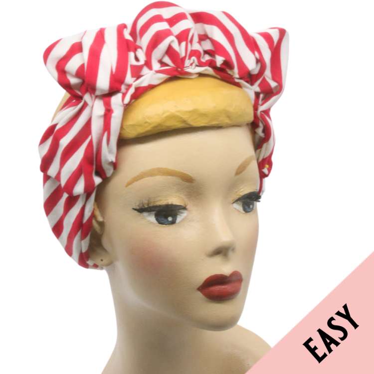 Easy Turban Band vintage Rot weiss gestreift