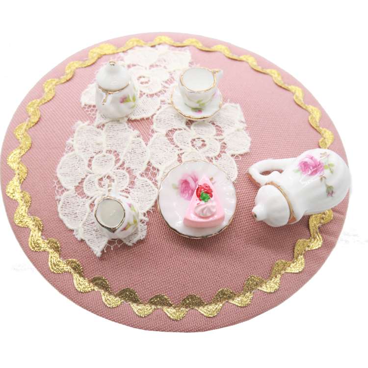 Teatime - pink fascinator with porcelain dishes
