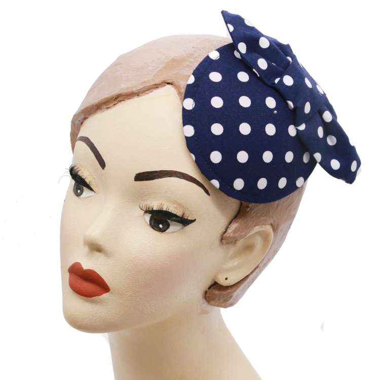 Dots on blue fascinator with bow