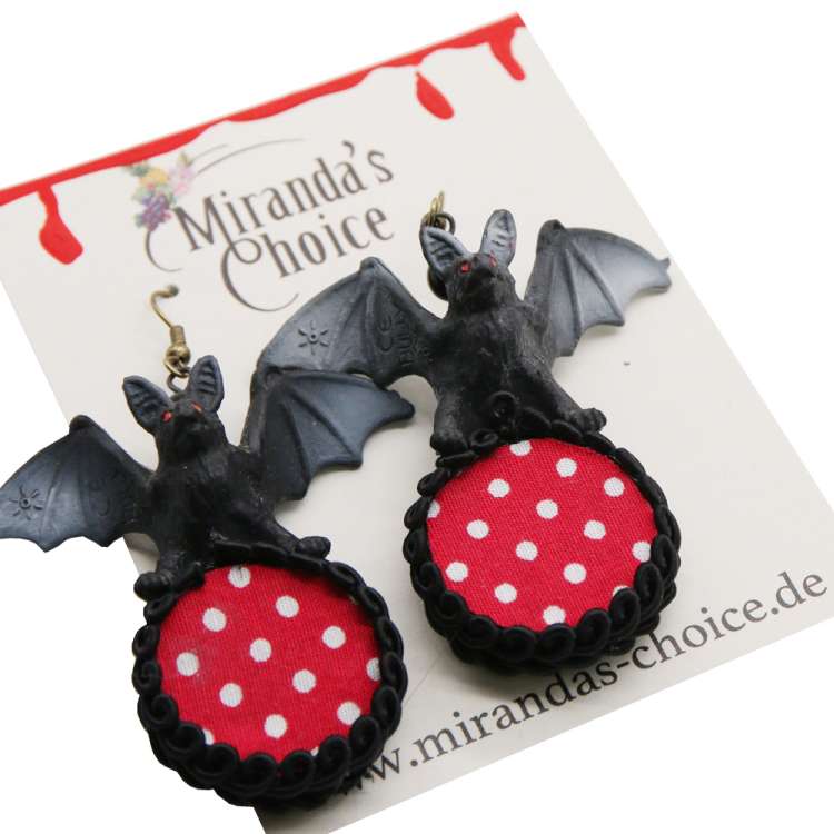 bats earrings halloween rockabilly