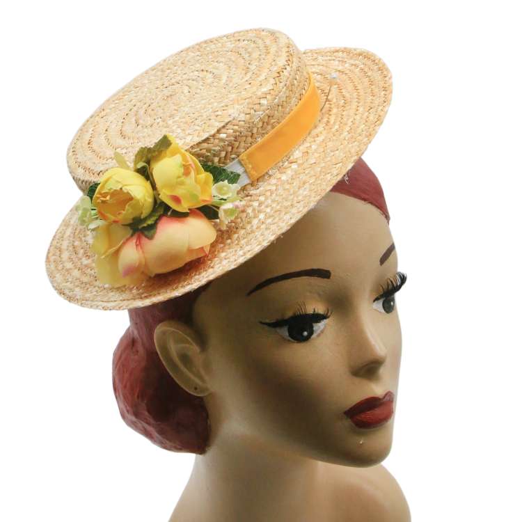 Small Straw Hat & yellow Flowers