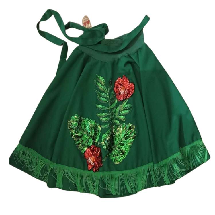 green skirt with leaves flowers sequins