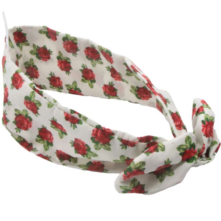 Bandana red roses on white