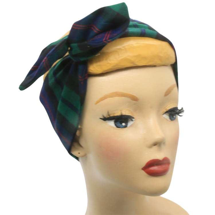 blue checked hairband with wire