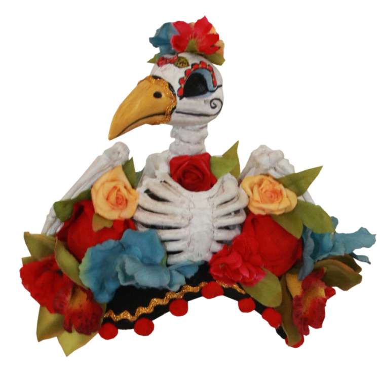 Living dead Hugo - big headdress with bird skeleton & flowers