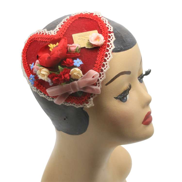 heart fascinator red vintage