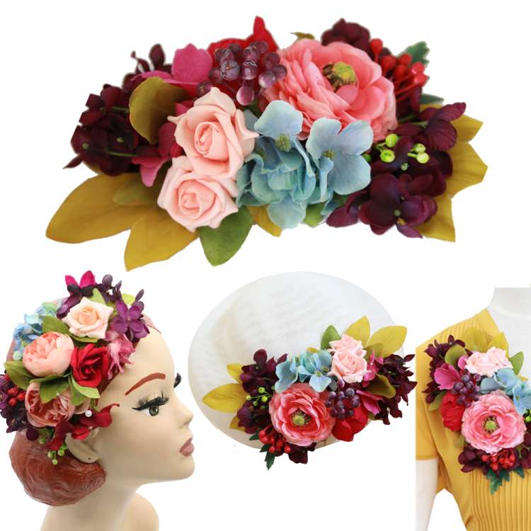 colourful hair flower & corsage flower