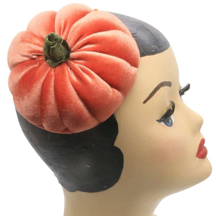 Fascinator in Orange mit Kürbis - Halloween Herbst 2