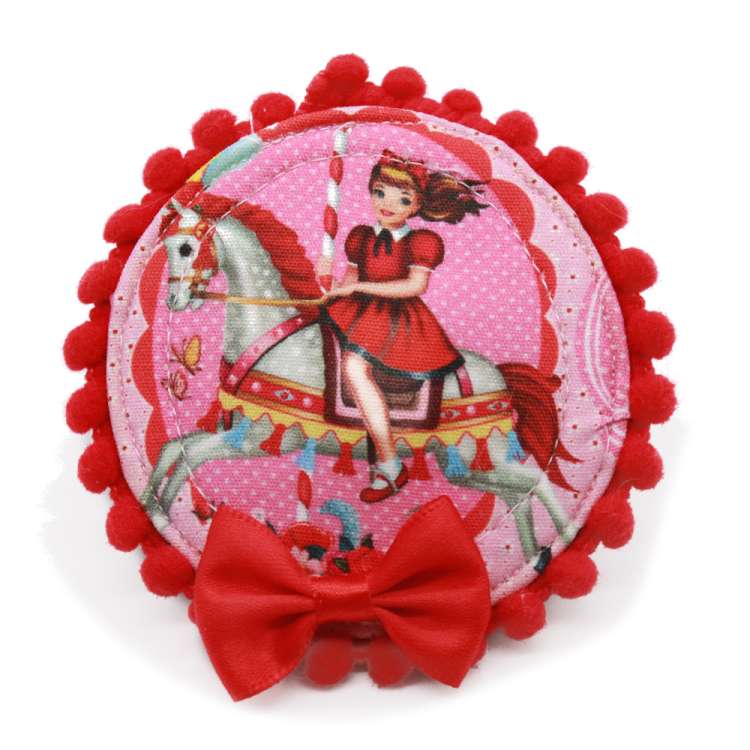 Mini Fascinator with Cute Carousel Horse in Pink/ Red