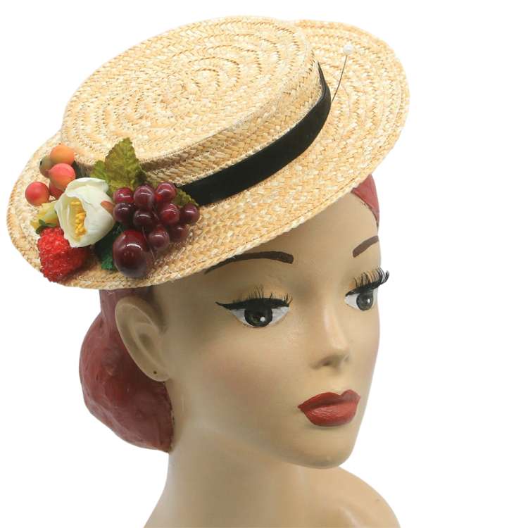 Small Straw Hat & colourful Flowers