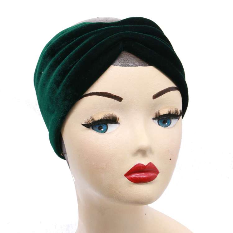 Ear warmer velvet vintage dark green