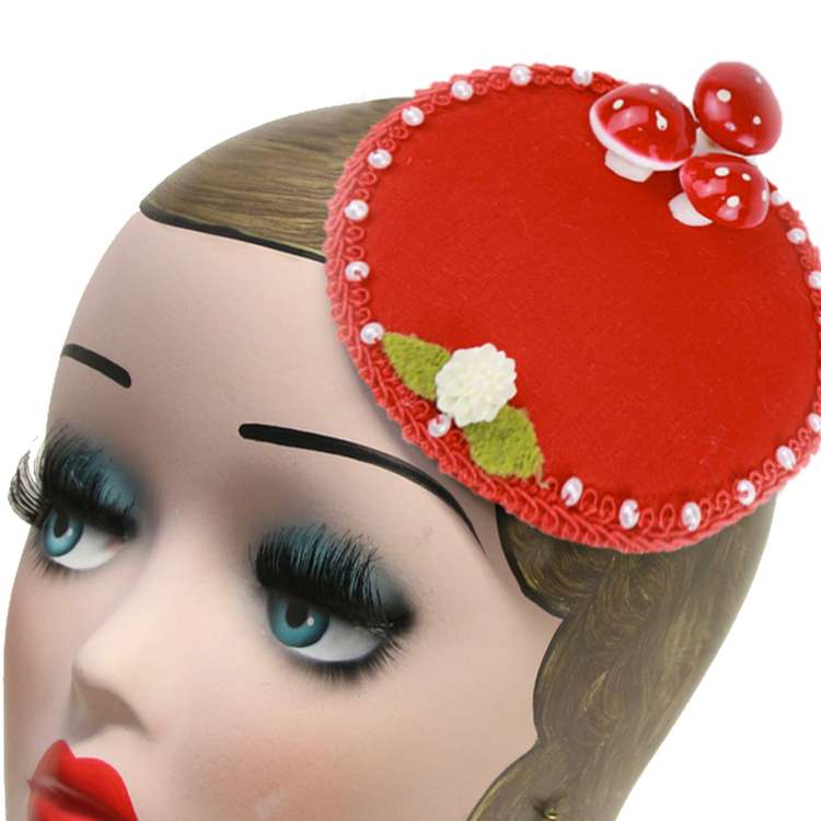 Fliegenpilz fascinator headpiece vintage rockabilly rot