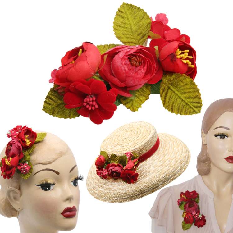 Mushroom hat and red changeable flowers