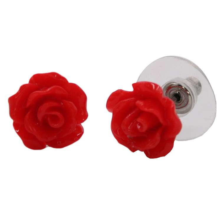 earstuds red roses vintage