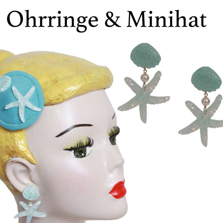 Light Blue Starfish - Set Earrings & Mini Fascinator