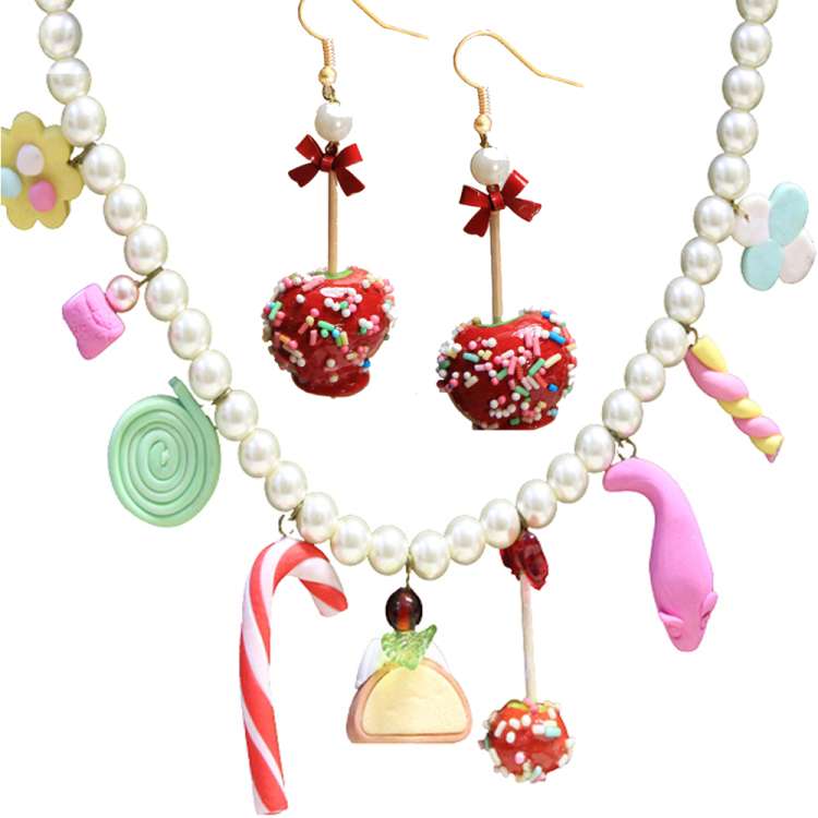 Set: Sweets - Necklace & Candy apple - Earrings