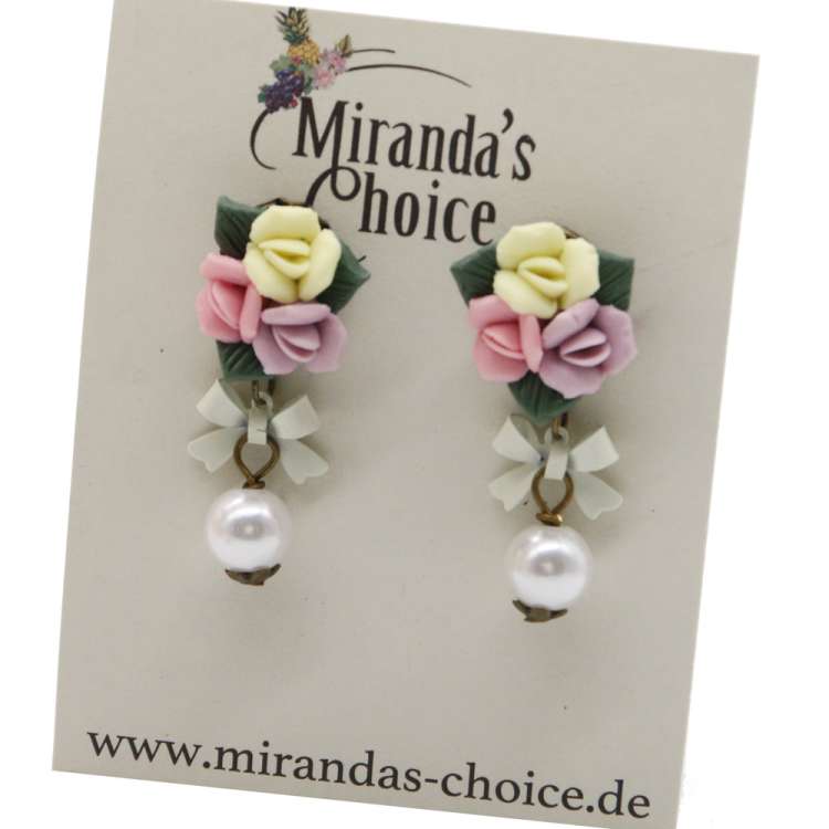 pastel flowers earrings
