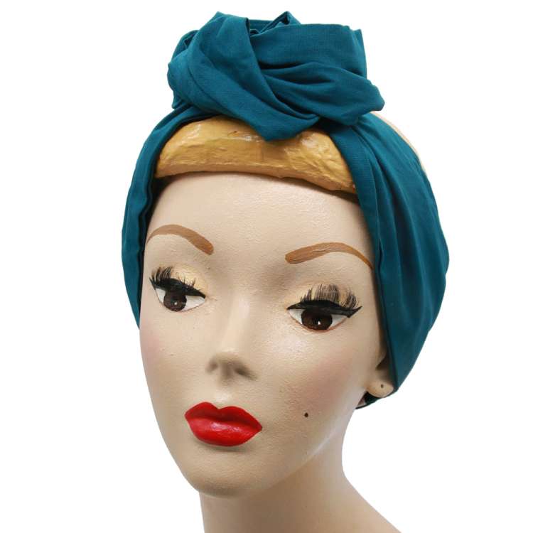 dressed, as a knot: Petrol blue turban hair band with wire