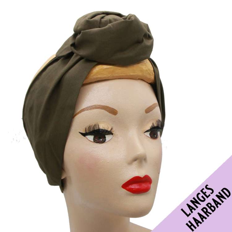Olive green turban hair band with wire