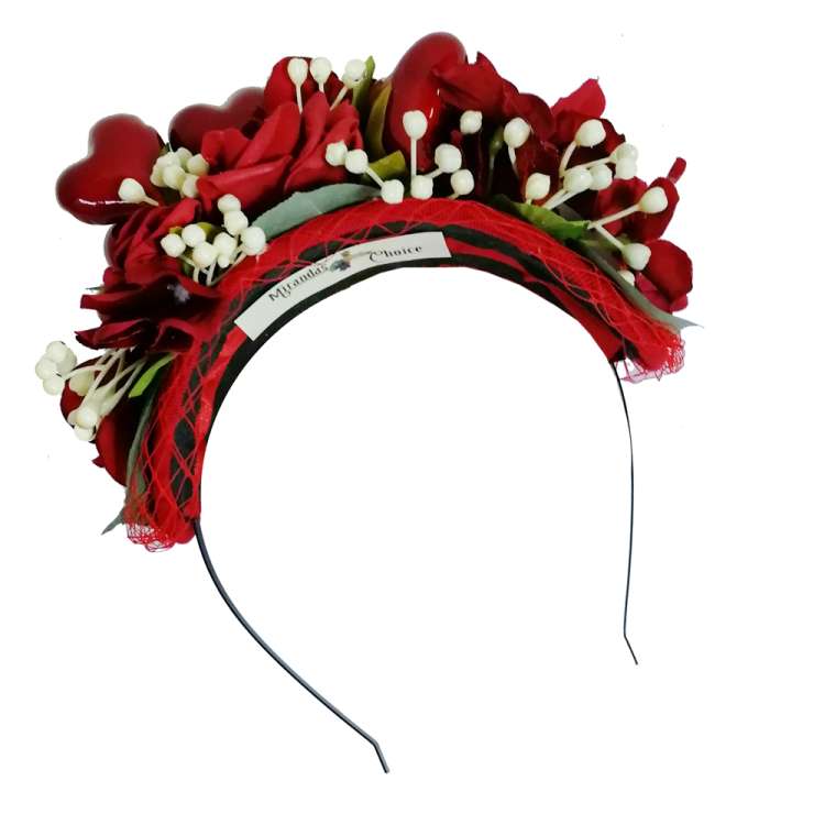 Großer Fascinator mit Herzen - Be my Valentin!