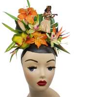 Hawaii flowers hair decoration with hula figurine