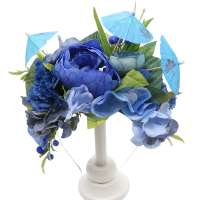 Blue flower crown with umbrellas - headdress