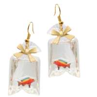 Earrings with fish in a bag