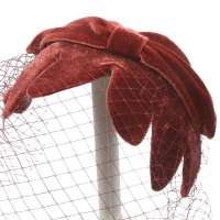 Flacher Bandeau Half Hat mit Blättern & Netz in Kupfer