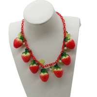 Necklace with big strawberries