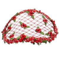 Half hat with net and small embroidered flowers in vintage style