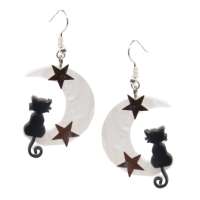Earrings with cats on moon